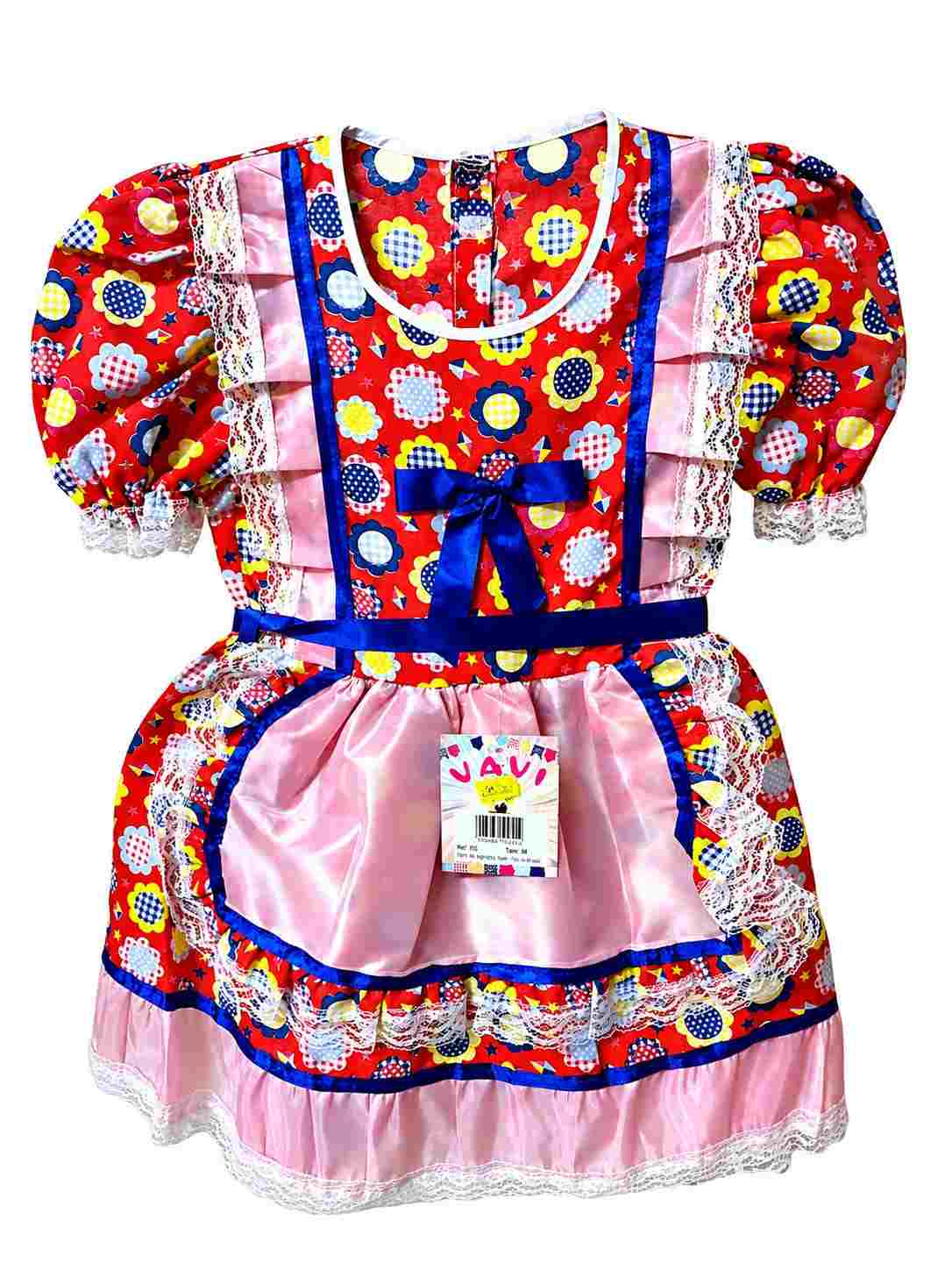 VESTIDO JUNINO ESTAMPADO C/RENDA REF 032